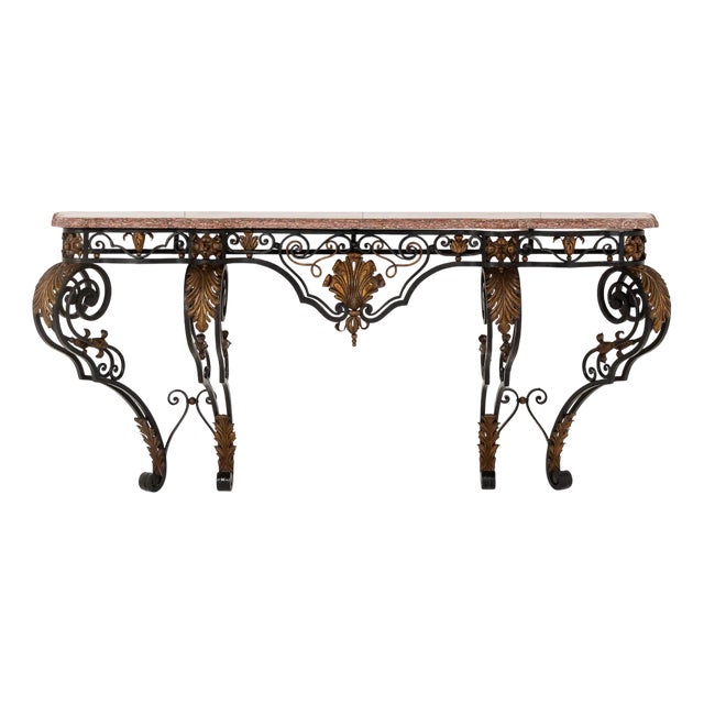 Large 19th Century French Wrought Iron Console For Sale