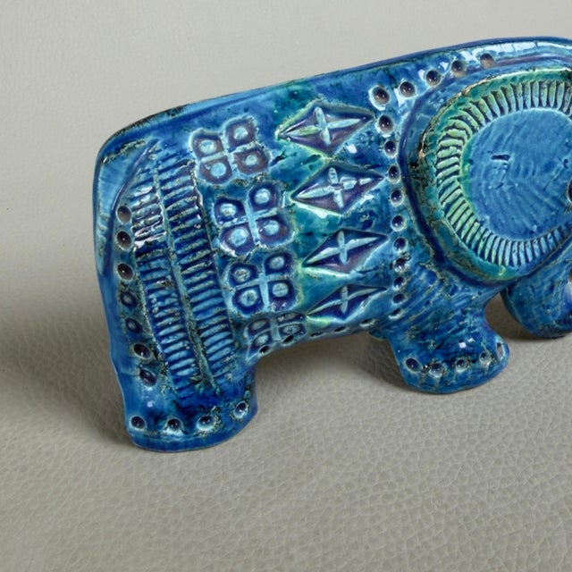 Vintage Blue Ceramic Elephant Sculpture by Aldo Londi for Bitossi / Flavia Montelupo, 1960s For Sale - Image 7 of 11