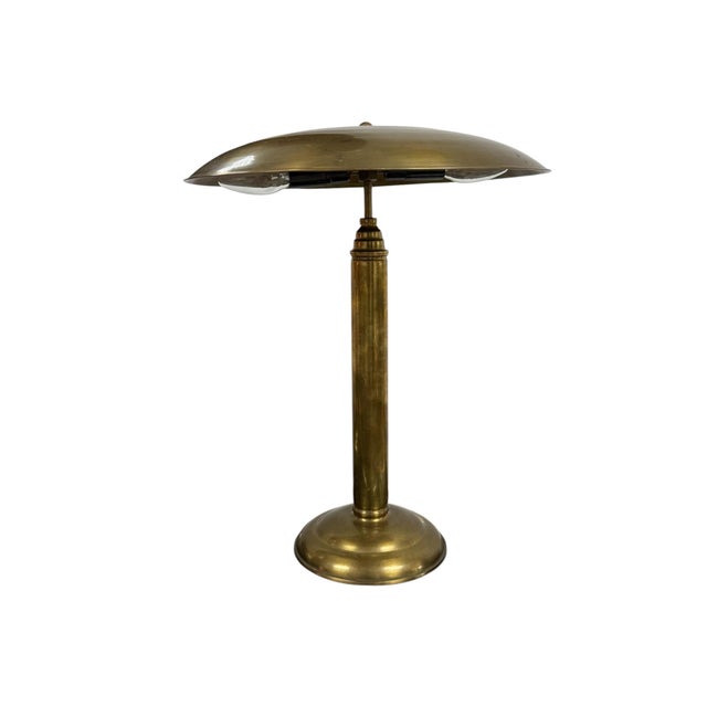 1930s Art Deco Brass Table Lamp, Central Europe, 1930s For Sale - Image 5 of 8