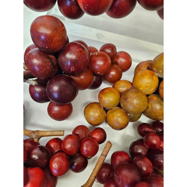 Italian Spectacular Large Lot of Mid Century Italian Marble Grape Clusters in a Vintage Basket For Sale - Image 3 of 6