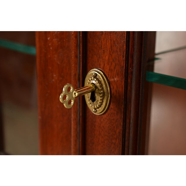 Baker Furniture Georgian Flame Mahogany Lighted Breakfront Bookcase Cabinet For Sale - Image 9 of 14