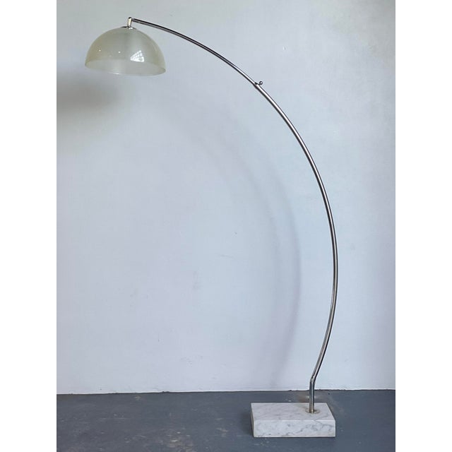 Boho Chic Vintage Chrome and Glass Arc Lamp For Sale - Image 3 of 12
