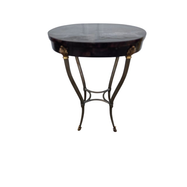 1990s 1990s Ethan Allen French Regency Tessellated Horn Lamp End Table Pedestal For Sale - Image 5 of 16