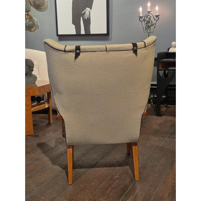Swedish Modern Wingback Chair with Leather Details, 1940s For Sale - Image 10 of 14