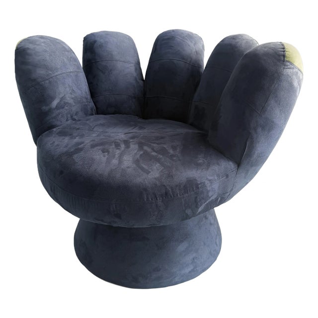 Late 20th Century Original Blue Vintage Ballpark Upholstered Hand Lounge Chair For Sale