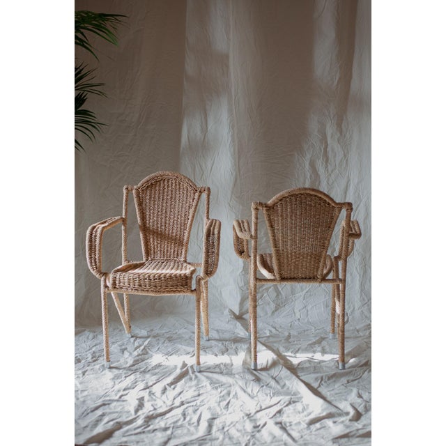 Coffee Table and Chairs in Rope, 1970s, Set of 3 For Sale - Image 12 of 16