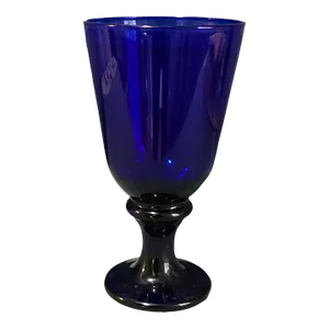 Vintage Royal Hand-Blown Cobalt Blue Glass Pedestal Water Goblet