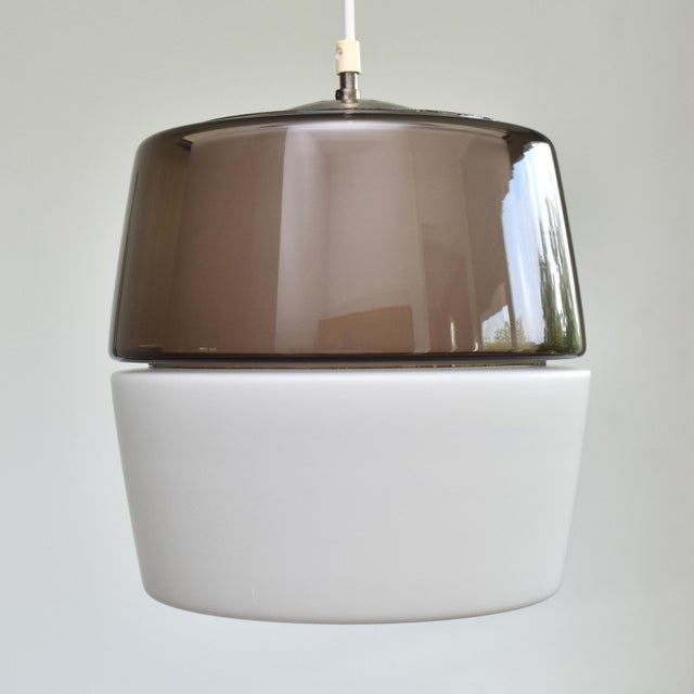 Amethyst Vintage Peill & Putzler Mid Century Modern Smoked Glass Pendant Light Modernist | Amethyst Purple Color Block Ceiling Lamp For Sale - Image 8 of 12