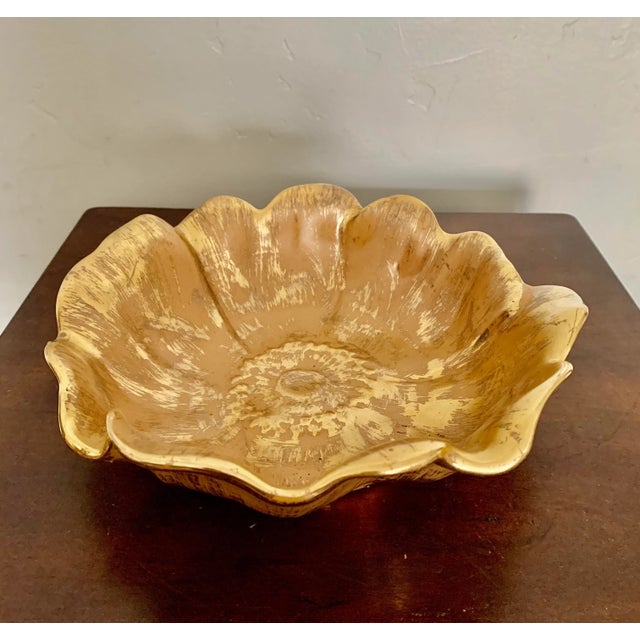 Late 20th Century Vintage Stangl Hand Painted Gilt Ceramic Flower Shaped Bowl For Sale - Image 5 of 6