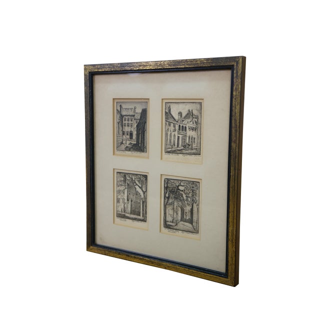 Realism Mid 20th Century 4 Elizabeth O'Neill Verner Charleston Sc Architectural Cityscape Etchings Framed For Sale - Image 3 of 14