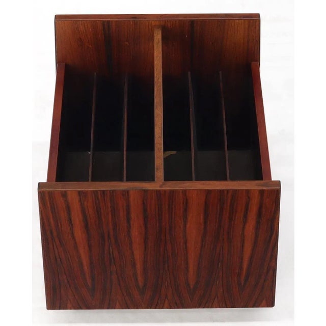 Danish Mid-Century Modern Rosewood Magazine Rack on Wheels For Sale - Image 6 of 8