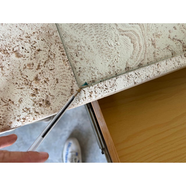 Vintage Organic Modern Fuax- Coral Stone and Metal Base Desk/ Sold For Sale - Image 12 of 12