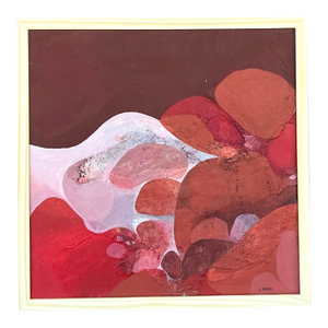 Vintage Boho 1970s Original Abstract Oil Painting on Canvas