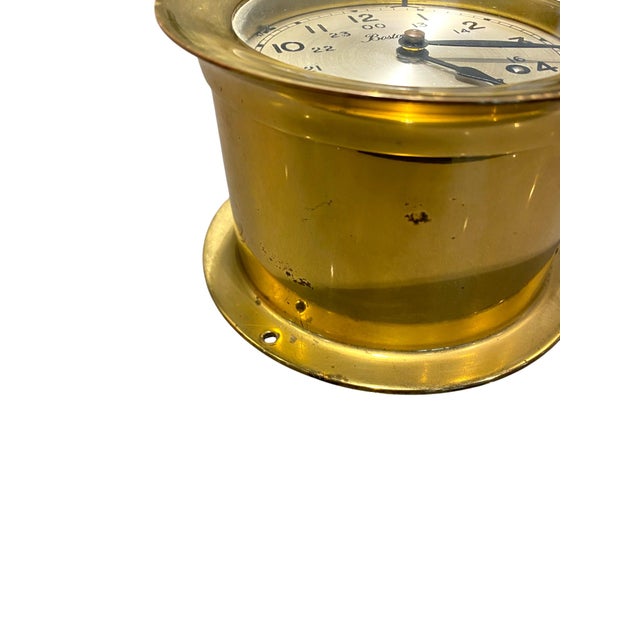 Brass Chelsea Boston Ship's Bell Mechanical Porthole Clock For Sale - Image 8 of 11