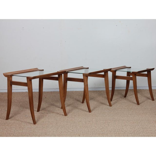 Walnut Nesting Tables by Maxime Old, 1940, Set of 3, in Good conditions. Designed 1920 to 1949