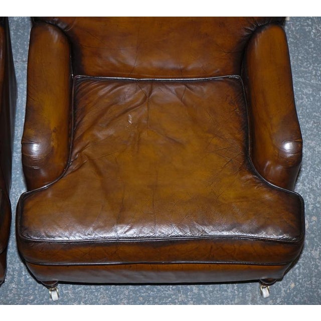 Set of Cigar Hand Dyed Leather Chairs For Sale - Image 10 of 18