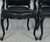 Black Faux Crocodile & Glossy Black Louis XV Style Armchairs — A Pair For Sale - Image 4 of 10
