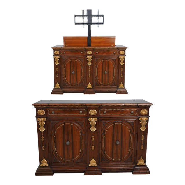 Francesco Molon Italian Walnut Tv Lift Cabinet For Sale