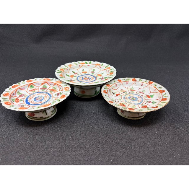 Set of Three Chinese Porcelain Tazza's For Sale In Houston - Image 6 of 8