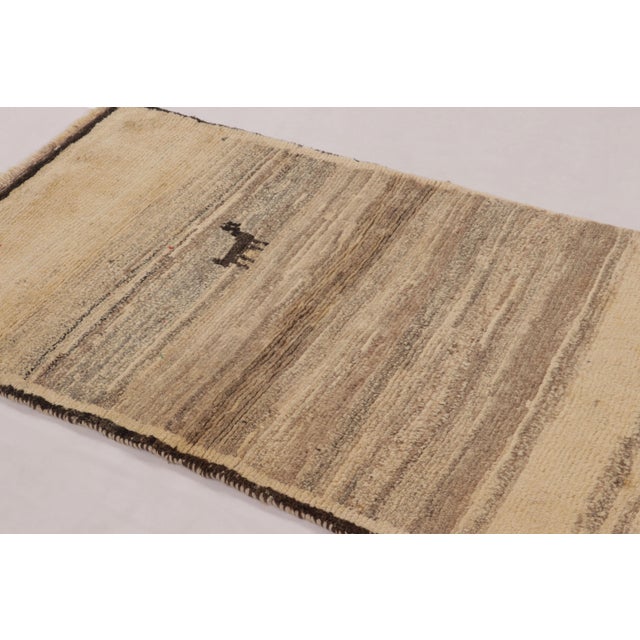 Rug & Kilim Vintage Persian Gabbeh Rug in Beige, Striae and Animal Pictorial - Rug & Kilim For Sale - Image 4 of 10
