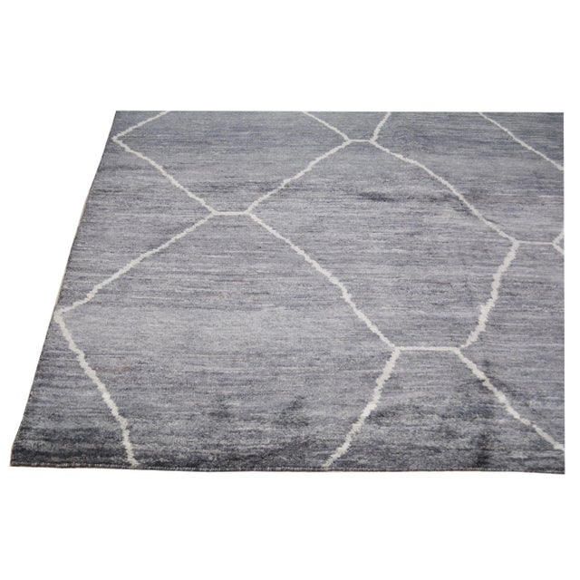 Moroccan Hand Knotted Beni Ourain Rug With Natural Colors and Soft Texture,6'8"x10' For Sale - Image 4 of 5