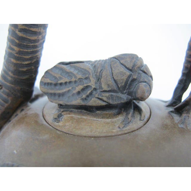Chinese Chinese Yixing Zisha Clay Peach Branch Teapot With Cicada Finial Lid For Sale - Image 3 of 15