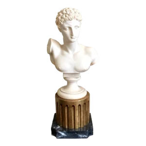 Vintage G Ruggeri Ermes Bust Giltwood Marble Base