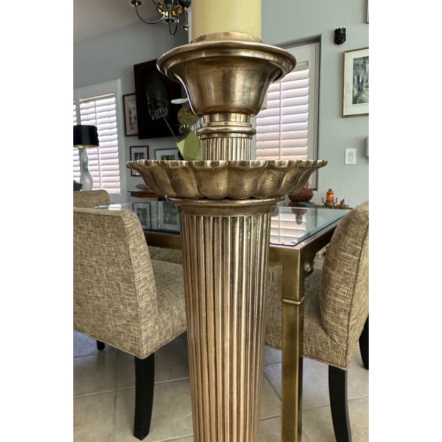 Vintage French Directoire Style Solid Brass & Marble Floor Lamp For Sale - Image 13 of 16