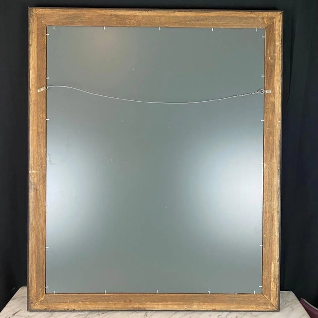 French Empire Ebony Black and Gold Carved Giltwood and Gesso Mirror For Sale - Image 9 of 9