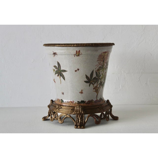 Wong Lee 1895 Porcelain Bronze Ormolu Pedestal Planter Cachepot For Sale - Image 4 of 13
