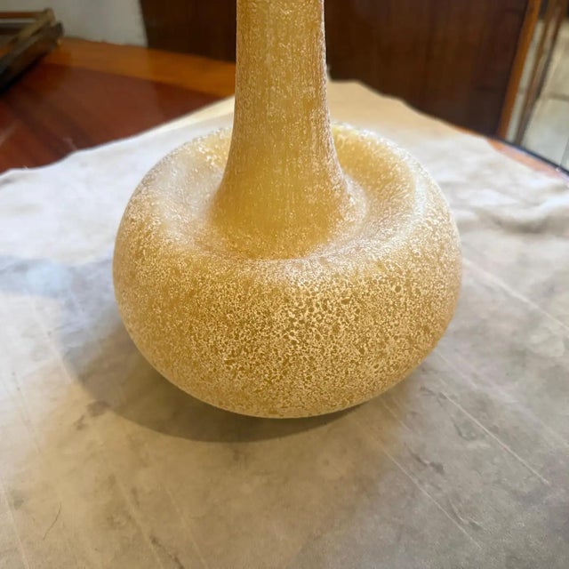1980s Cenedese Style Yellow Scavo Murano Glass Vase For Sale - Image 10 of 11