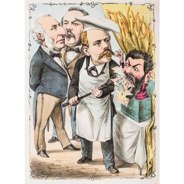 Finanze - Original Lithograph by Antonio Manganaro - 1870s 1870s For Sale