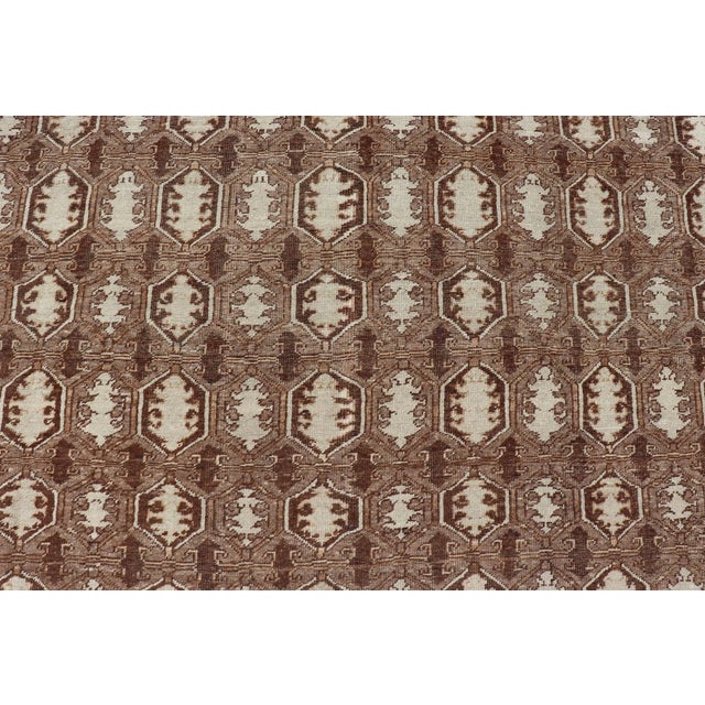 Mid 20th Century Antique Turkish Rug With Organic Motifs in Brown Taupe and Earth Tone Colors For Sale - Image 9 of 12