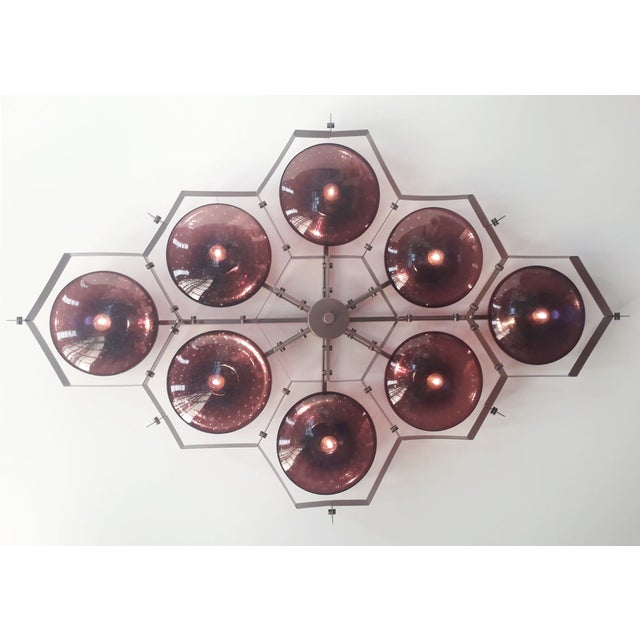 Fabio Ltd 21st Century Beehive Bronze Amethyst Bubbles Murano Flush Mount by Fabio LTD For Sale - Image 4 of 6