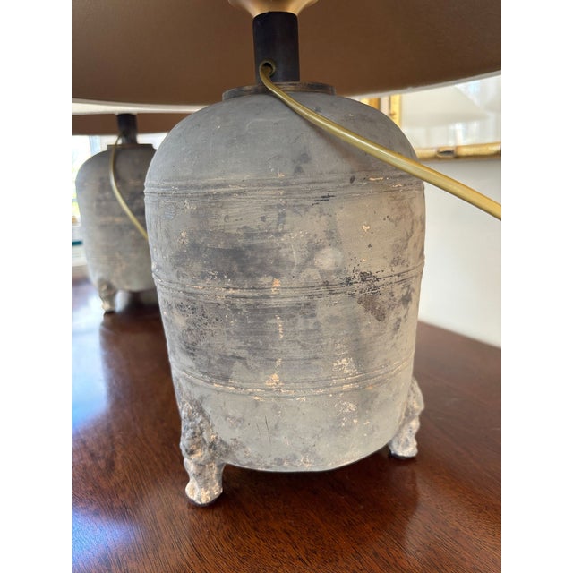 15th Century Han Dynasty Period Unglazed Grain Jars Mounted as Table Lamps - a Pair For Sale - Image 14 of 14