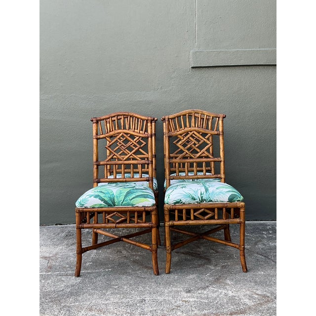 Vintage Arched Back Rattan Dining Chairs in Manuel Canovas - Set of 4 For Sale - Image 11 of 12