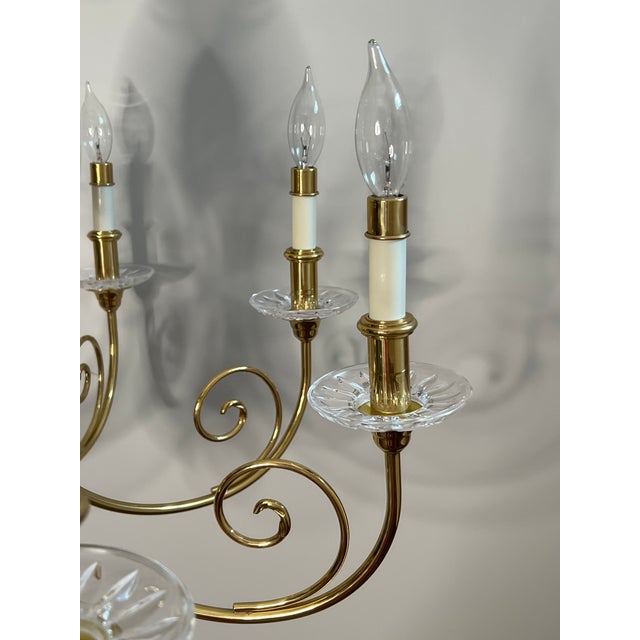 Vintage 8 Light Cut Crystal and Brass Pineapple Chandelier For Sale - Image 9 of 12