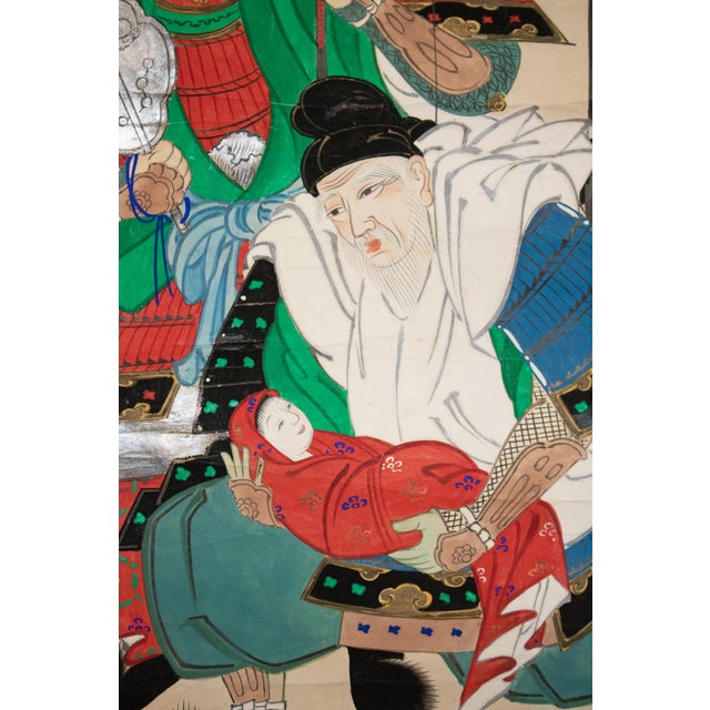 1920s Antique Japanese Scroll Painting "Minister Takenouchi No Sukune and Empress Jingū" For Sale - Image 5 of 18