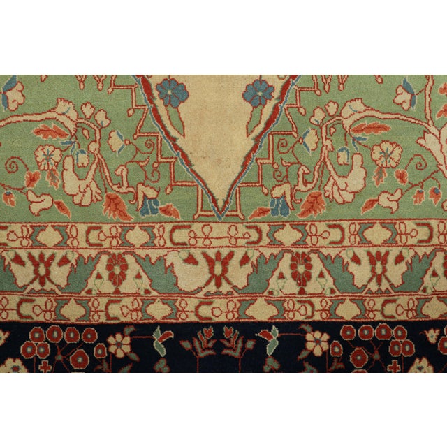 Traditional Oversized Antique Tabriz Persian Rug in Green With Floral Medallion | Rug & Kilim For Sale - Image 3 of 6