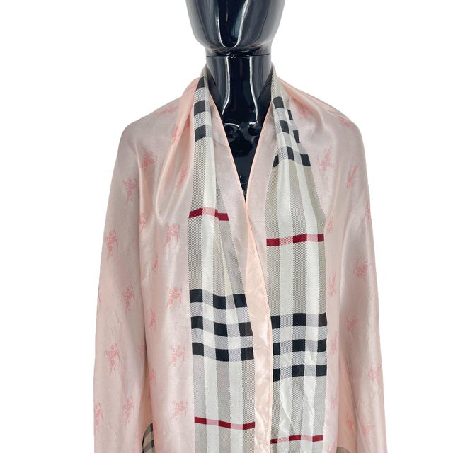 Burberry Pink Plaid 100% Silk Scarf | Chairish