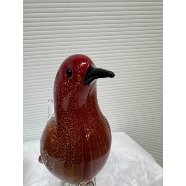 Hand Blown Vintage Red + Gold Murano Bird Figurines, Set of Two For Sale - Image 11 of 12