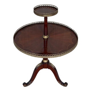 Early 20th Century Louis XVI Style Two-Tier Mahogany Bouillotte Round Table in Style of Jansen For Sale