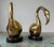 Wood Vintage Pair of Mod Brass Flamingos on Wooden Base For Sale - Image 7 of 10