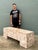 Tan Vintage Geometric Patterned Wood Bench For Sale - Image 8 of 12