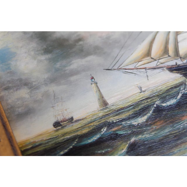 Sailing Ships, 20th Century, Oil Paintings, Framed, Set of 2 For Sale - Image 15 of 18