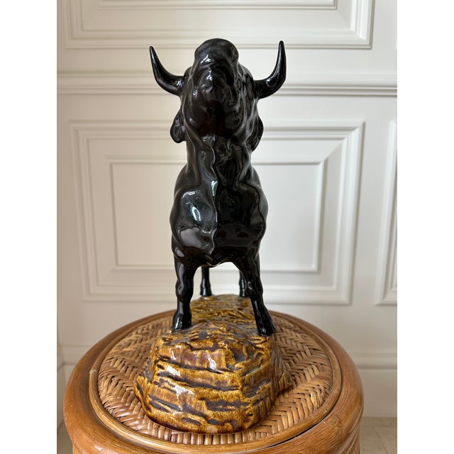 Vintage 13” Mid-Century Ceramic Bull Sculpture For Sale In Los Angeles - Image 6 of 16