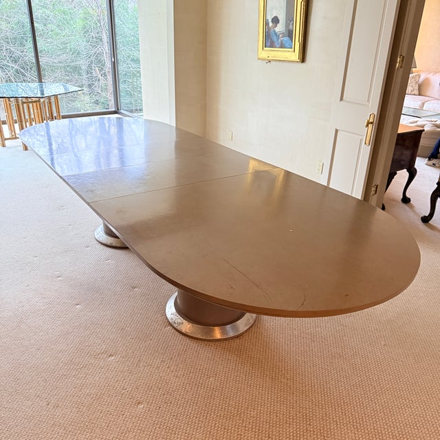 Khaki Post-Modern Expandable Dining Table For Sale - Image 8 of 12