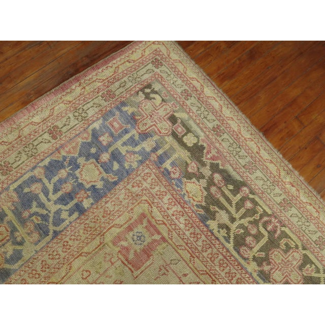 Soft Rose Pink Antique Oushak Rug - 11'5" x 15'7" For Sale - Image 13 of 14