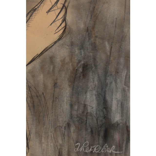 Anton Refregier (1905-1979) Dreaming Signed Charcoal Drawing Mid-Century Modern For Sale - Image 4 of 7