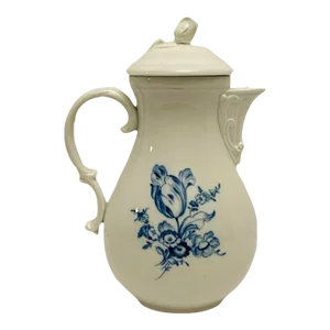 Antique Meissen Porcelain Blue Floral Teapot With Lid Blue Crossed Swords